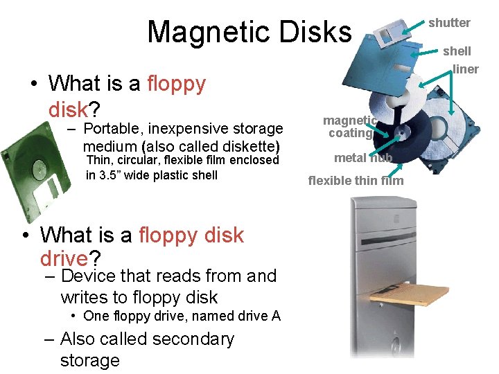 Magnetic Disks • What is a floppy disk? – Portable, inexpensive storage medium (also Magnetic Disks • What is a floppy disk? – Portable, inexpensive storage medium (also