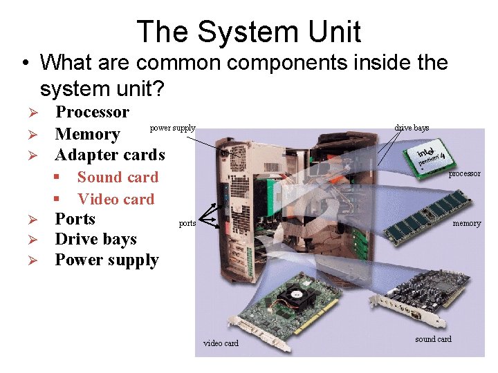 The System Unit • What are common components inside the system unit? Ø Ø The System Unit • What are common components inside the system unit? Ø Ø