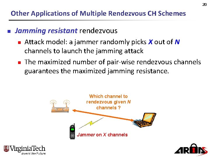 20 Other Applications of Multiple Rendezvous CH Schemes n Jamming resistant rendezvous n n
