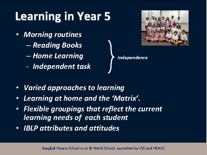 Learning in Year 5 • Morning routines – Reading Books – Home Learning -