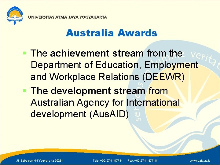 Australia Awards § The achievement stream from the Department of Education, Employment and Workplace