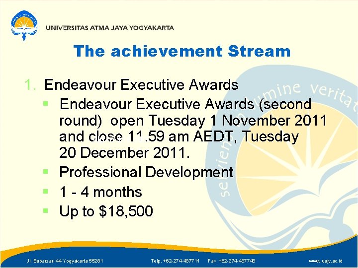 The achievement Stream 1. Endeavour Executive Awards § Endeavour Executive Awards (second round) open
