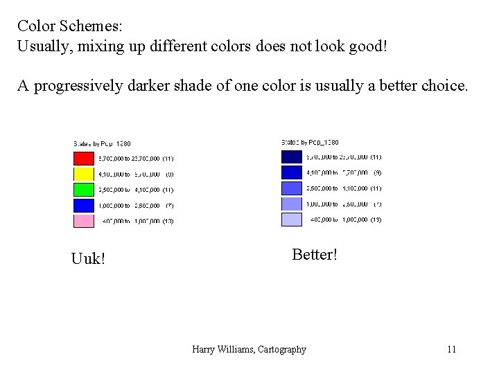 Color Schemes: Usually, mixing up different colors does not look good! A progressively darker