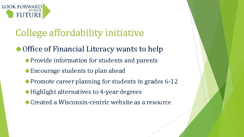 College affordability initiative Office of Financial Literacy wants to help Provide information for students