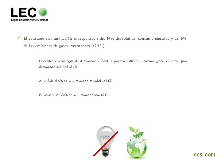 ü El consumo en iluminación es responsable del 19% del total del consumo eléctrico