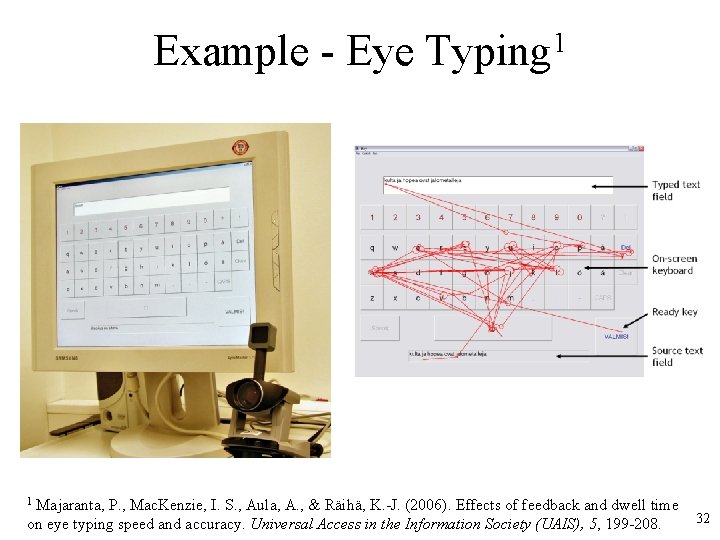 Example - Eye Typing 1 Majaranta, P. , Mac. Kenzie, I. S. , Aula,