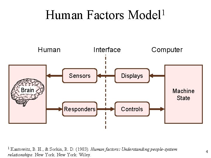 Human Factors Model 1 Human Interface Sensors Computer Displays Brain Machine State Responders Controls