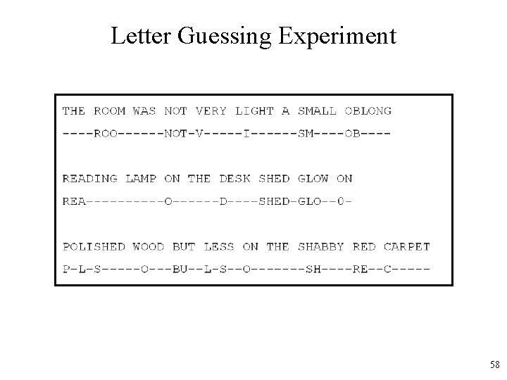 Letter Guessing Experiment 58 