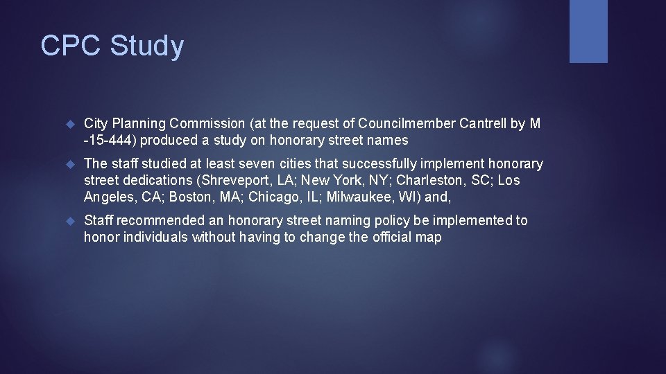 CPC Study City Planning Commission (at the request of Councilmember Cantrell by M -15