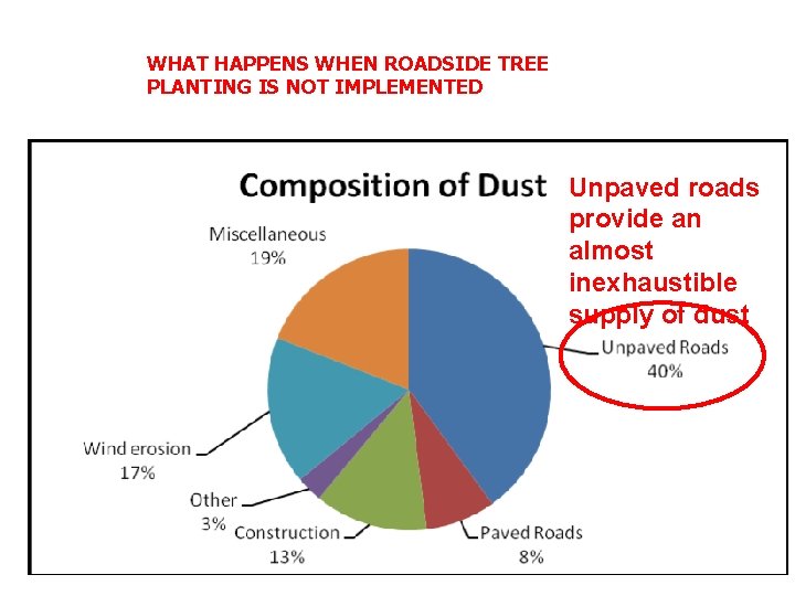 WHAT HAPPENS WHEN ROADSIDE TREE PLANTING IS NOT IMPLEMENTED Unpaved roads provide an almost