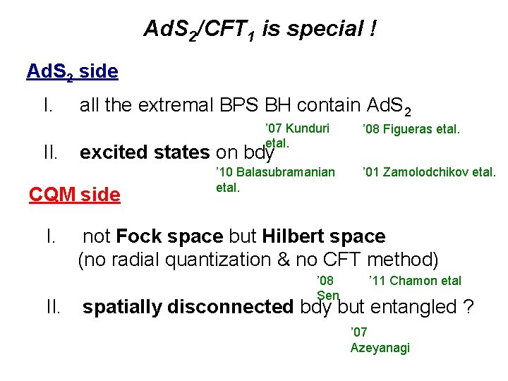 Ad. S 2/CFT 1 is special ! Ad. S 2 side I. II. all