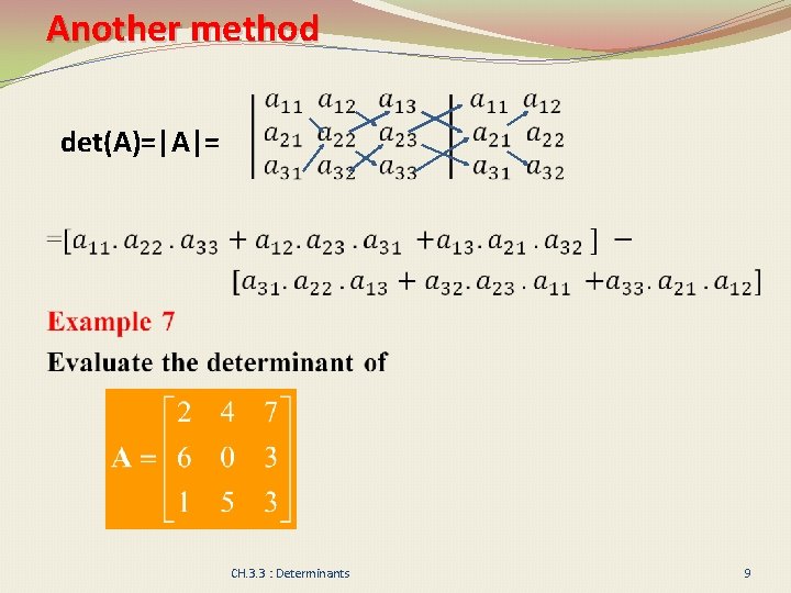 Another method det(A)=|A|= CH. 3. 3 : Determinants 9 