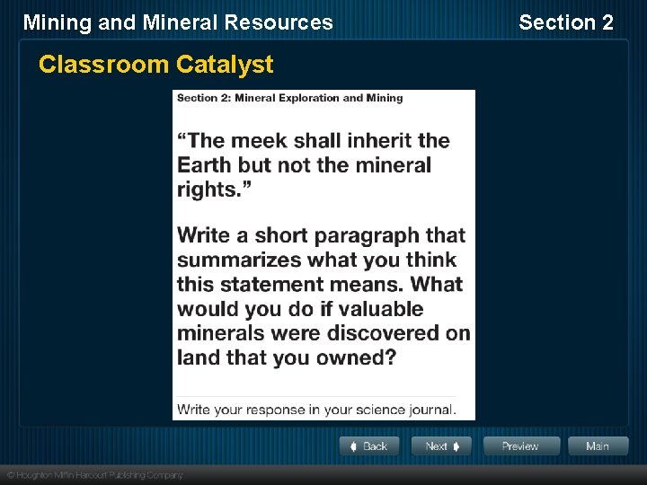 Mining and Mineral Resources Classroom Catalyst Section 2 