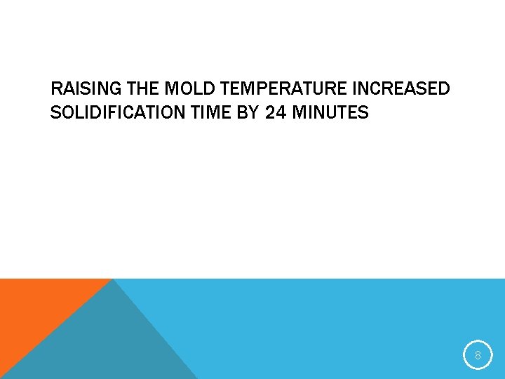 RAISING THE MOLD TEMPERATURE INCREASED SOLIDIFICATION TIME BY 24 MINUTES 8 