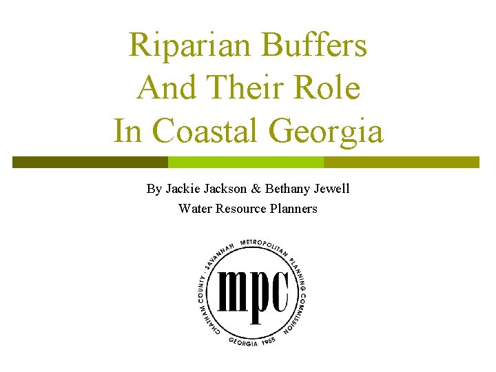 Riparian Buffers And Their Role In Coastal Georgia By Jackie Jackson & Bethany Jewell