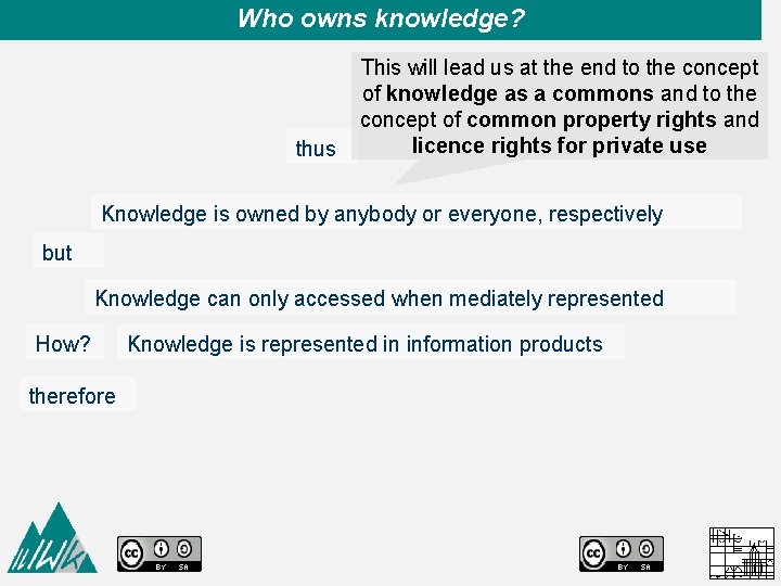 Who owns knowledge? This will lead us at the end to the concept of