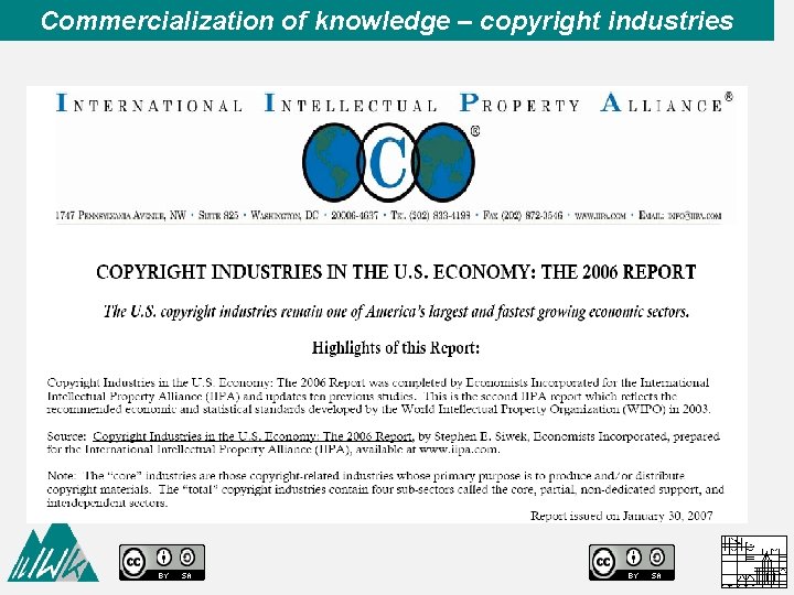 Commercialization of knowledge – copyright industries 