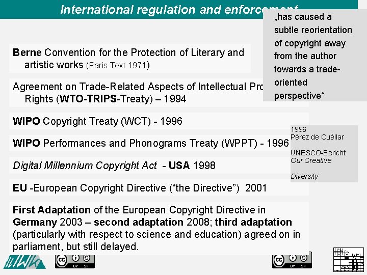 International regulation and enforcement „has caused a subtle reorientation of copyright away Berne Convention