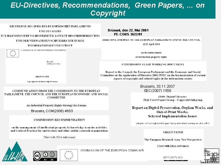 EU-Directives, Recommendations, Green Papers, … on Copyright Brüssel, den 22. Mai 2001 PE-CONS 3622/01