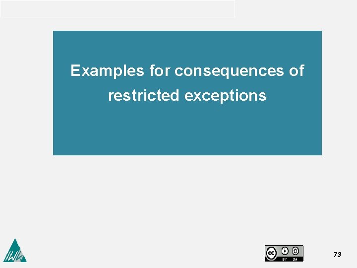 Examples for consequences of restricted exceptions 73 