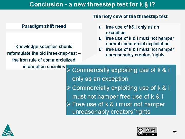 Conclusion - a new threestep test for k § i? The holy cow of