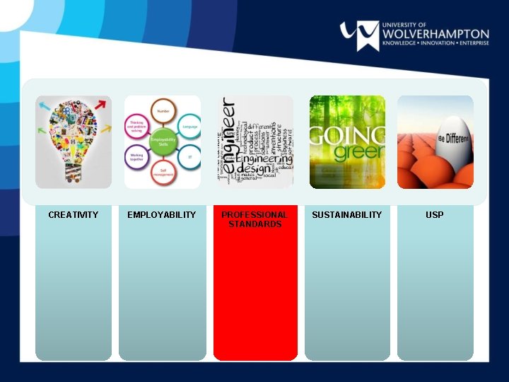 CREATIVITY EMPLOYABILITY PROFESSIONAL STANDARDS SUSTAINABILITY USP 