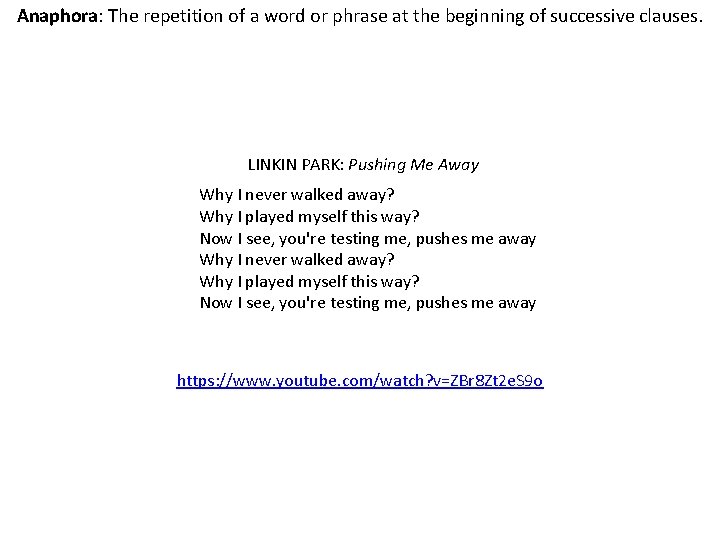 Anaphora: The repetition of a word or phrase at the beginning of successive clauses.