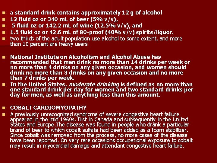 n n n a standard drink contains approximately 12 g of alcohol 12 fluid