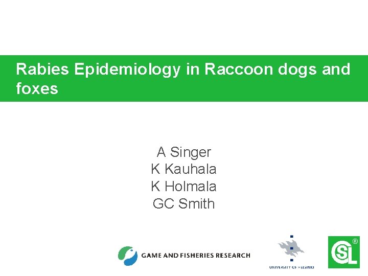 Rabies Epidemiology in Raccoon dogs and foxes A Singer K Kauhala K Holmala GC