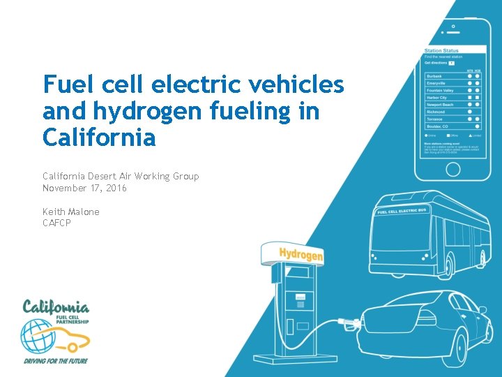 Fuel cell electric vehicles and hydrogen fueling in California Desert Air Working Group November