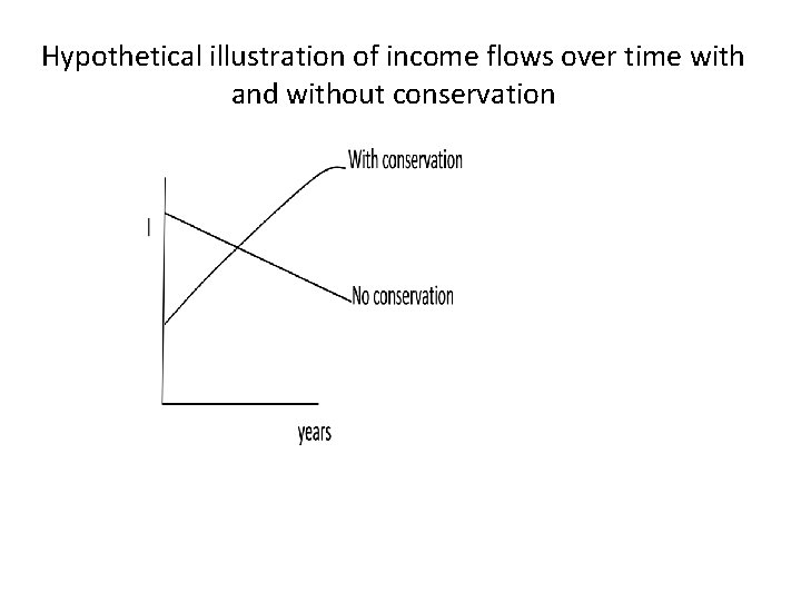 Hypothetical illustration of income flows over time with and without conservation 