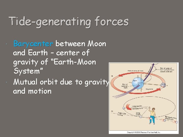 Tide-generating forces Barycenter between Moon and Earth – center of gravity of “Earth-Moon System”