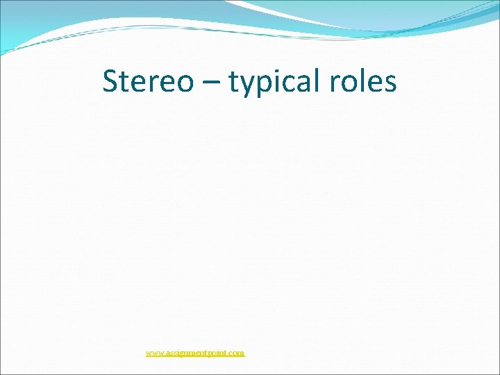 Stereo – typical roles www. assignmentpoint. com 
