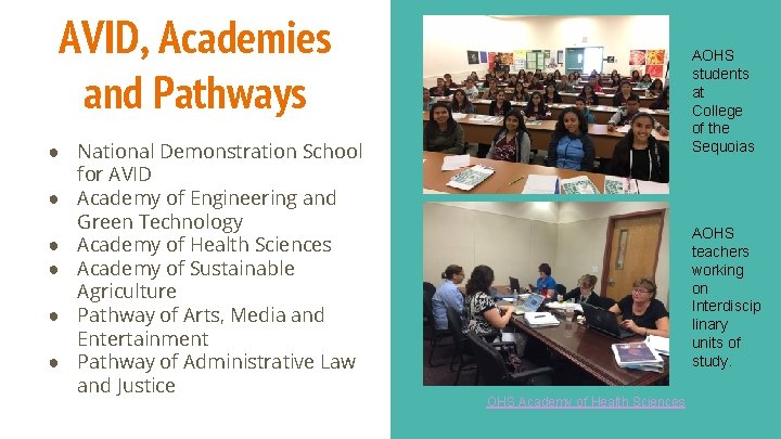 AVID, Academies and Pathways ● National Demonstration School for AVID ● Academy of Engineering