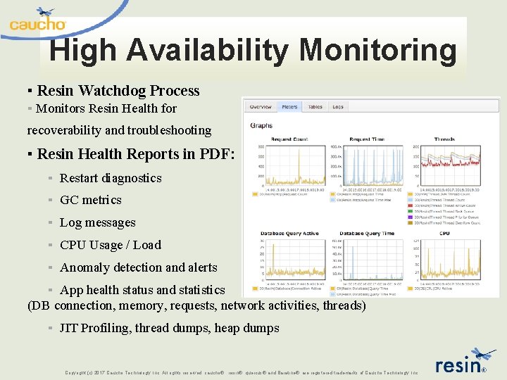 High Availability Monitoring ▪ Resin Watchdog Process ▪ Monitors Resin Health for recoverability and