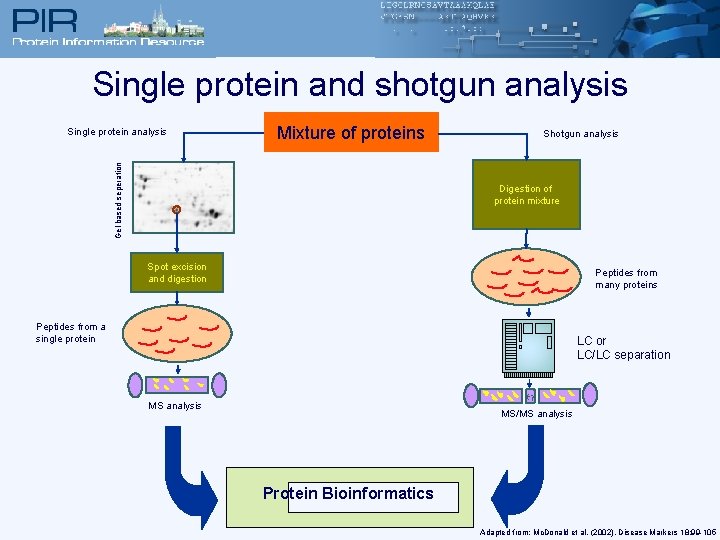 Single protein and shotgun analysis Mixture of proteins Gel based seperation Single protein analysis
