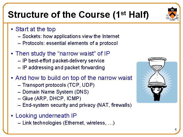 Structure of the Course (1 st Half) • Start at the top – Sockets: