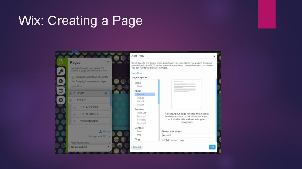 Wix: Creating a Page 