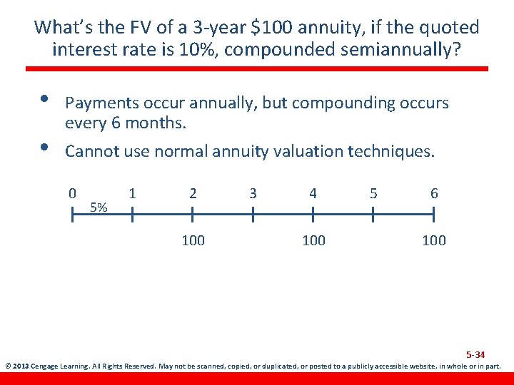 What’s the FV of a 3 -year $100 annuity, if the quoted interest rate