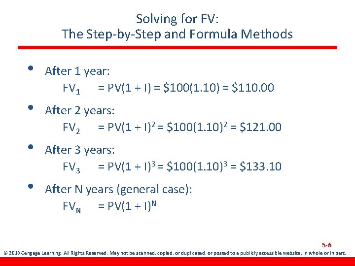 Solving for FV: The Step-by-Step and Formula Methods • • After 1 year: FV