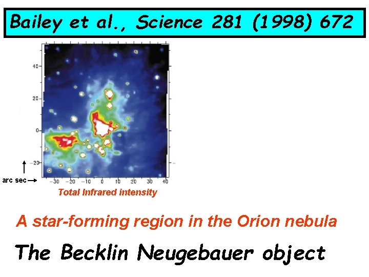 Bailey et al. , Science 281 (1998) 672 arc sec Total Infrared intensity Percentage Bailey et al. , Science 281 (1998) 672 arc sec Total Infrared intensity Percentage