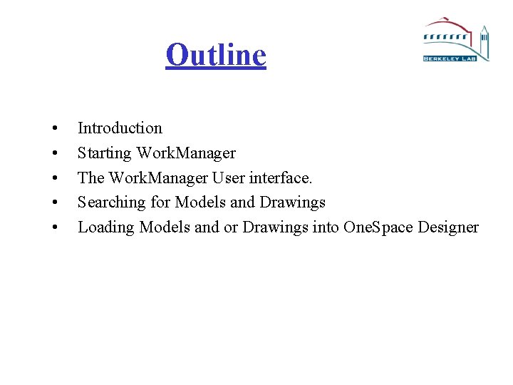 Outline • • • Introduction Starting Work. Manager The Work. Manager User interface. Searching