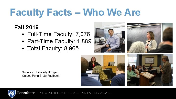 Faculty Facts – Who We Are Fall 2018 • Full-Time Faculty: 7, 076 •
