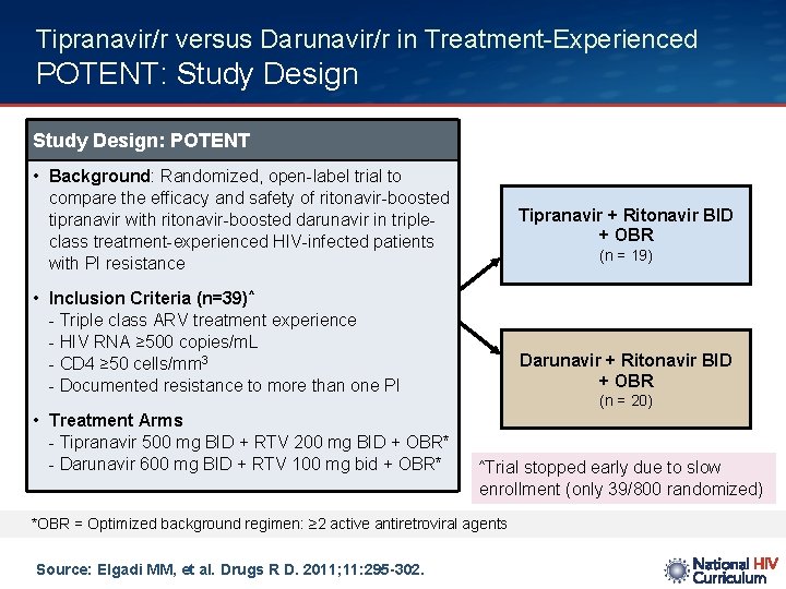 Tipranavir/r versus Darunavir/r in Treatment-Experienced POTENT: Study Design: POTENT • Background: Randomized, open-label trial