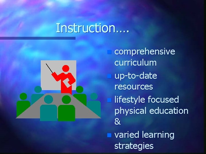 Instruction…. comprehensive curriculum n up-to-date resources n lifestyle focused physical education & n varied