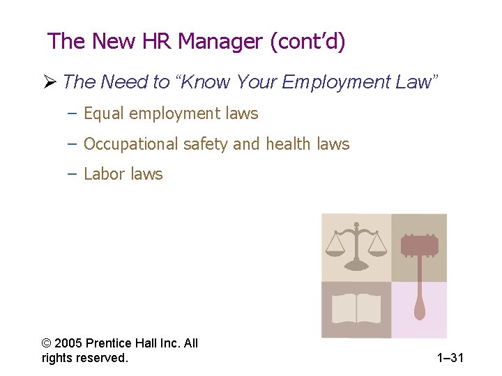 The New HR Manager (cont’d) Ø The Need to “Know Your Employment Law” –