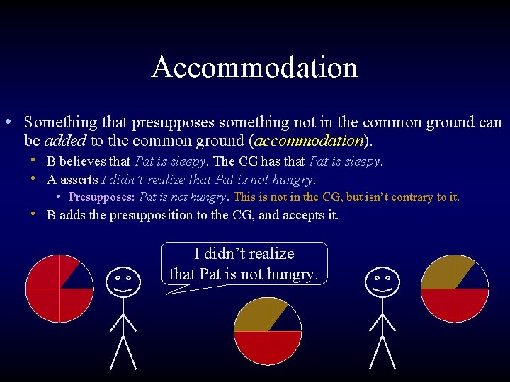 Accommodation • Something that presupposes something not in the common ground can be added