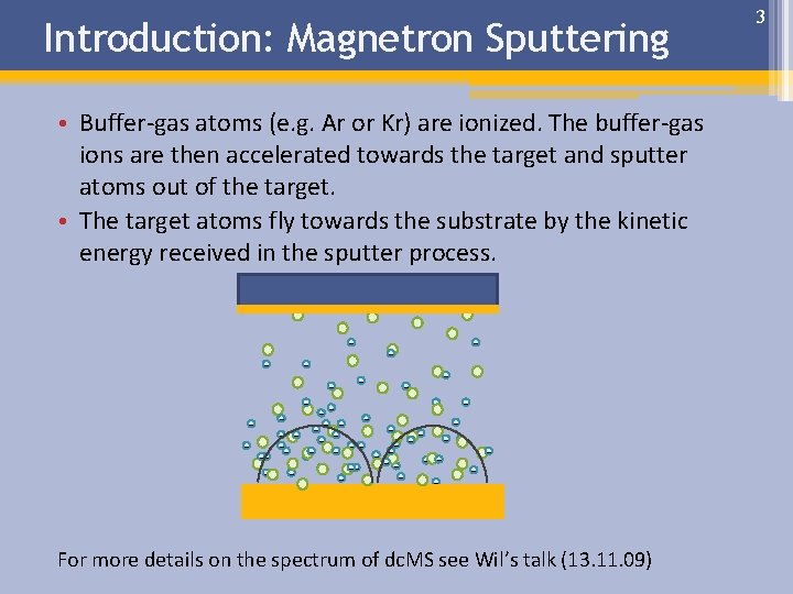 Introduction: Magnetron Sputtering • Buffer-gas atoms (e. g. Ar or Kr) are ionized. The