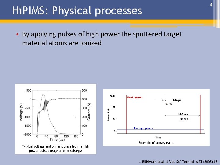 Hi. PIMS: Physical processes 4 • By applying pulses of high power the sputtered Hi. PIMS: Physical processes 4 • By applying pulses of high power the sputtered