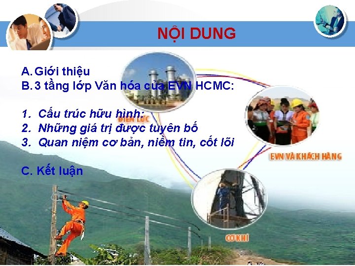 NỘI DUNG A. Giới thiệu B. 3 tầng lớp Văn hóa của EVN HCMC: